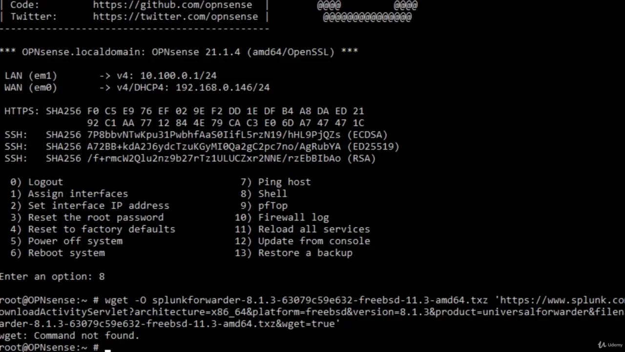 22. OPNSense Instrumentation Installing the Splunk Universal Forwarder