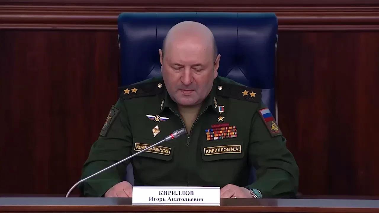 Briefing durch Generalleutnant Igor Kirillov, Chef der nuklearen, biologischen
                und chemischen Schutztruppen (10. März 2023)