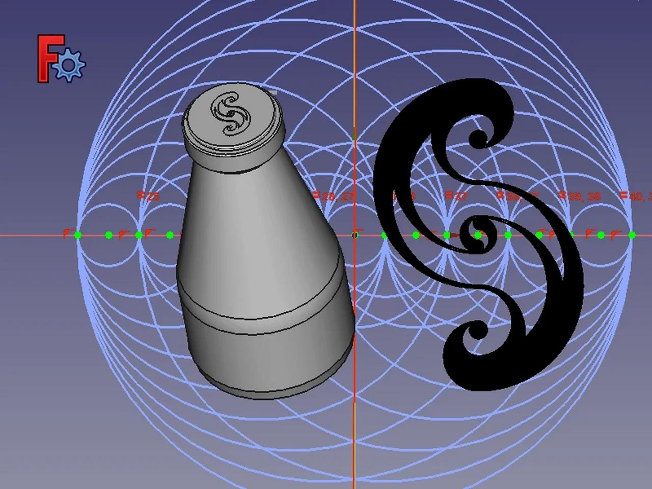 Phi angle flask FreeCAD model