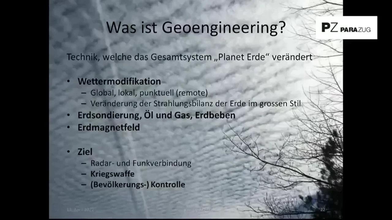 Wetter Manipulation Vortrag von Dr. Philipp Zeller über Geoengineering