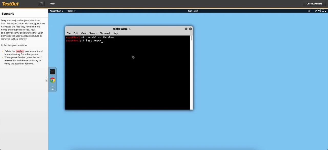 TestOut Security Pro Labs - 4.6.6 Delete a User