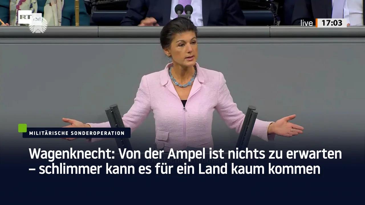 ⁣Wagenknecht: Von der Ampel ist nichts zu erwarten – schlimmer kann es für ein Land kaum kommen