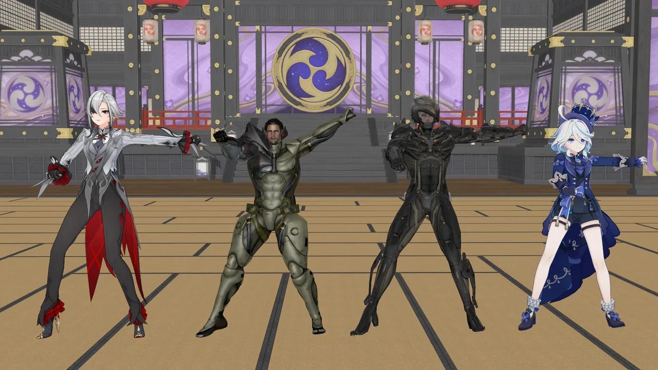 (MMD Metal Gear Genshin) Raiden Metal Gear, Jetstream Sam, Furina, and ...