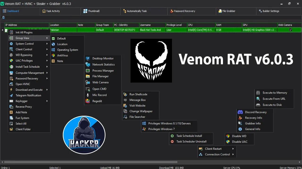 Venom RAT v6.0.3 Practical Video Tutorial [ HVNC + Grabber + RAT ...
