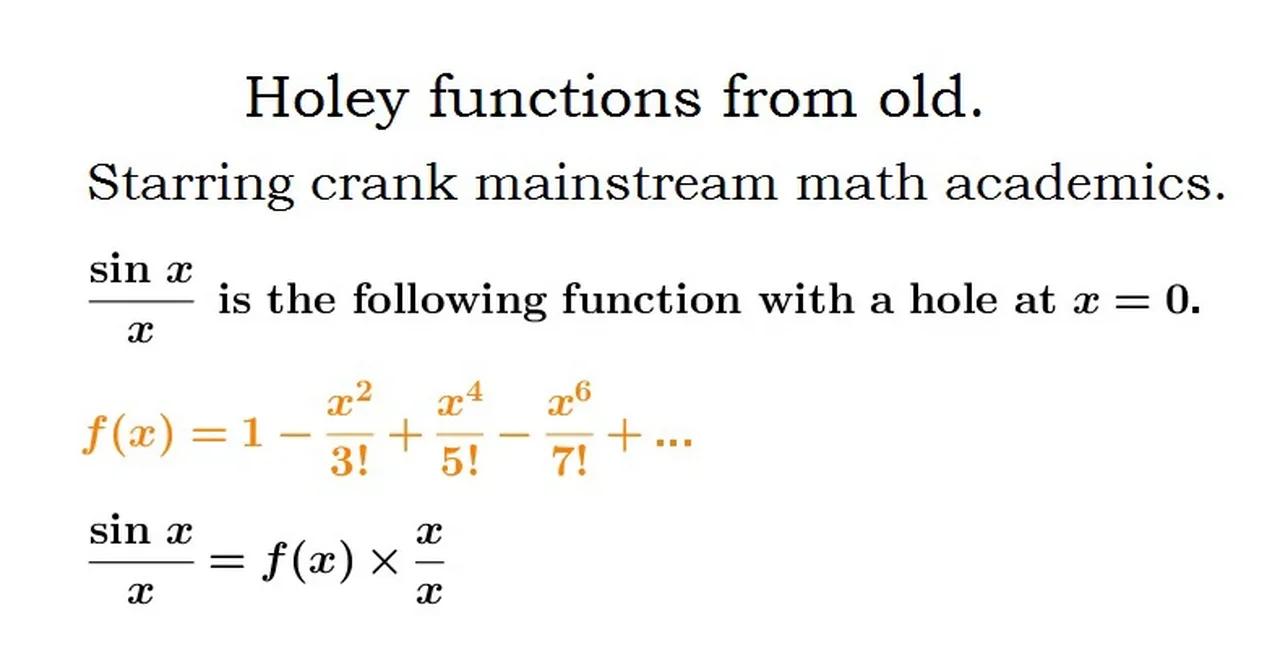 Crank mainstream mathematics academics and their holey functions from old.