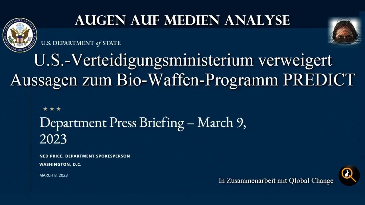 U.S.-Verteidigungsministerium verweigert Aussagen zum Bio-Waffen-Programm PREDICT
                (deutsch vertont)