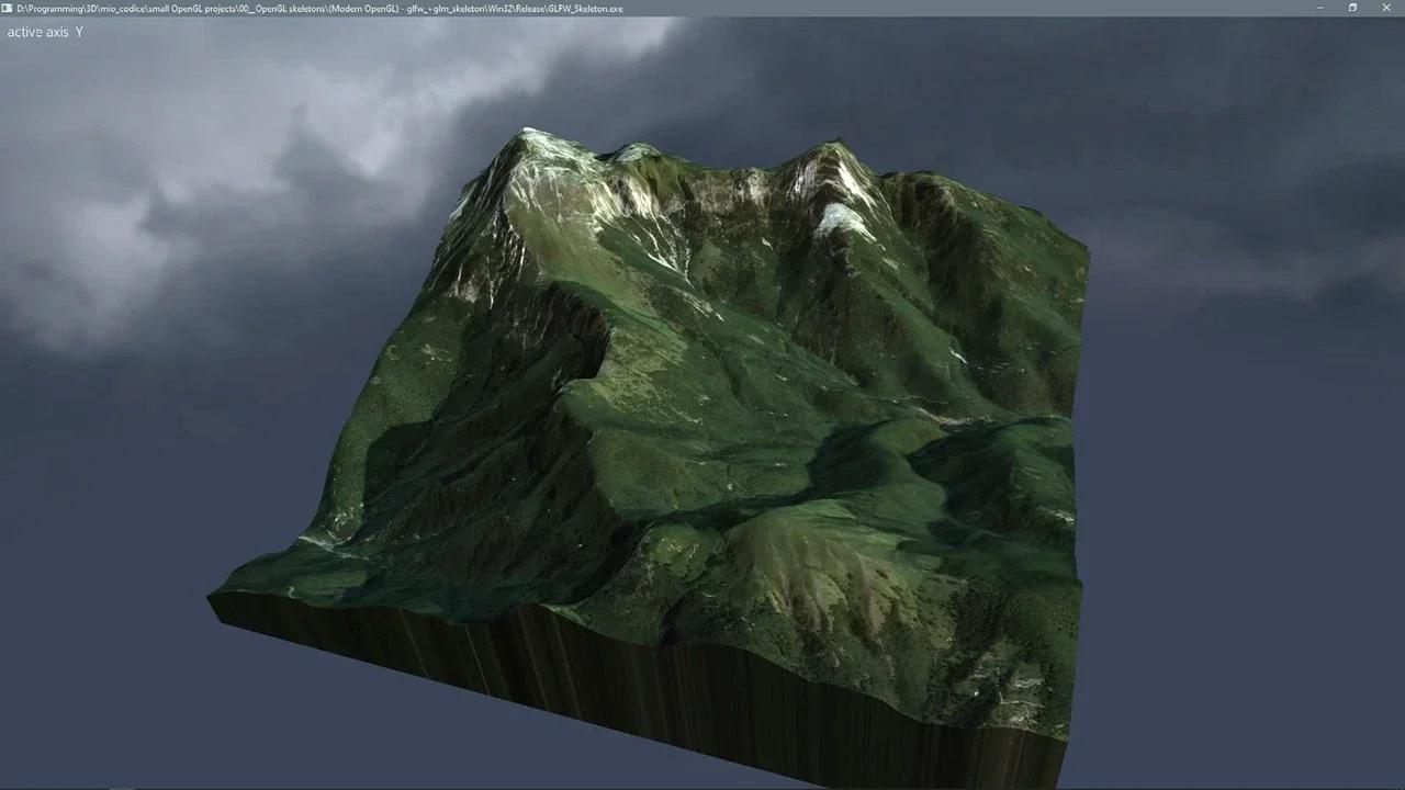 OpenGL - DEM 3D terrain + soft shadows + cubemap - Alpi Apuane