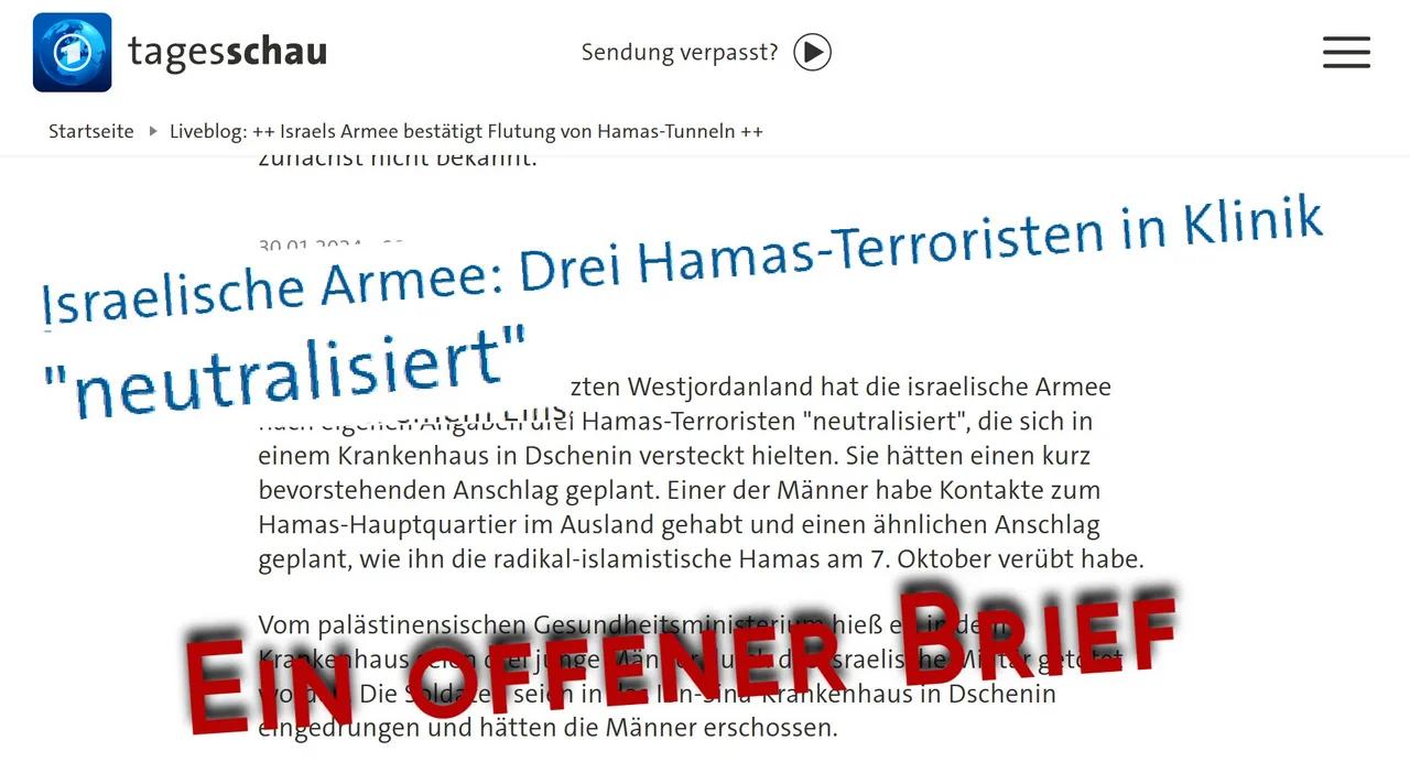 ⁣Hamas Terroristen in Klinik “neutralisiert” – Ein offener Brief an die Tagesschau 