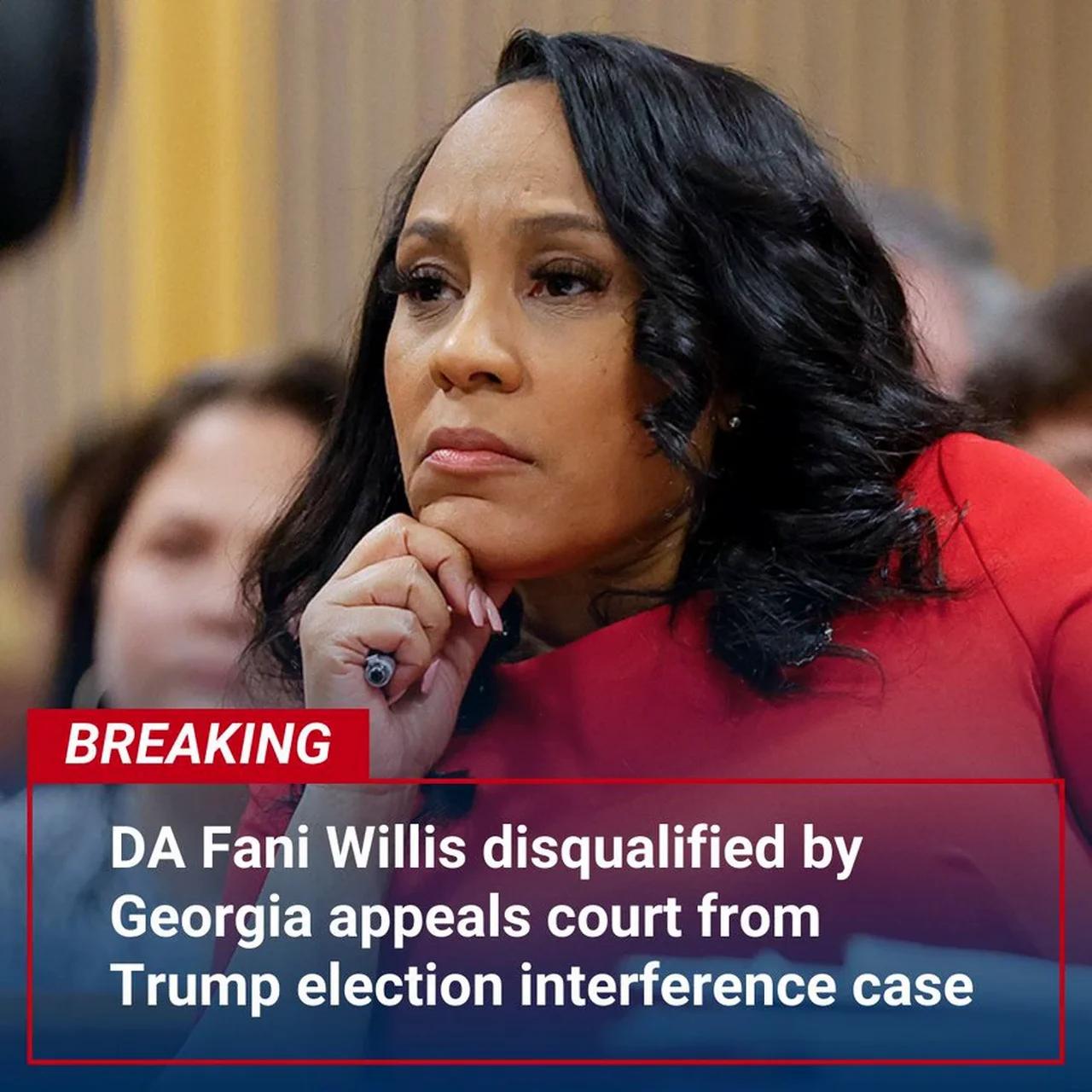 BREAKING NEWS: Georgia appeals court disqualifies DA Fani Willis from ...