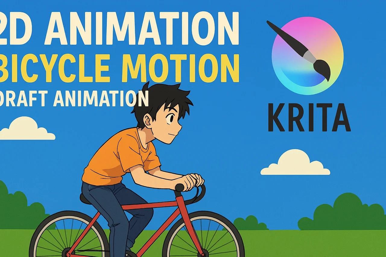 draft cycle animation scene with motion 2d animation made in krita