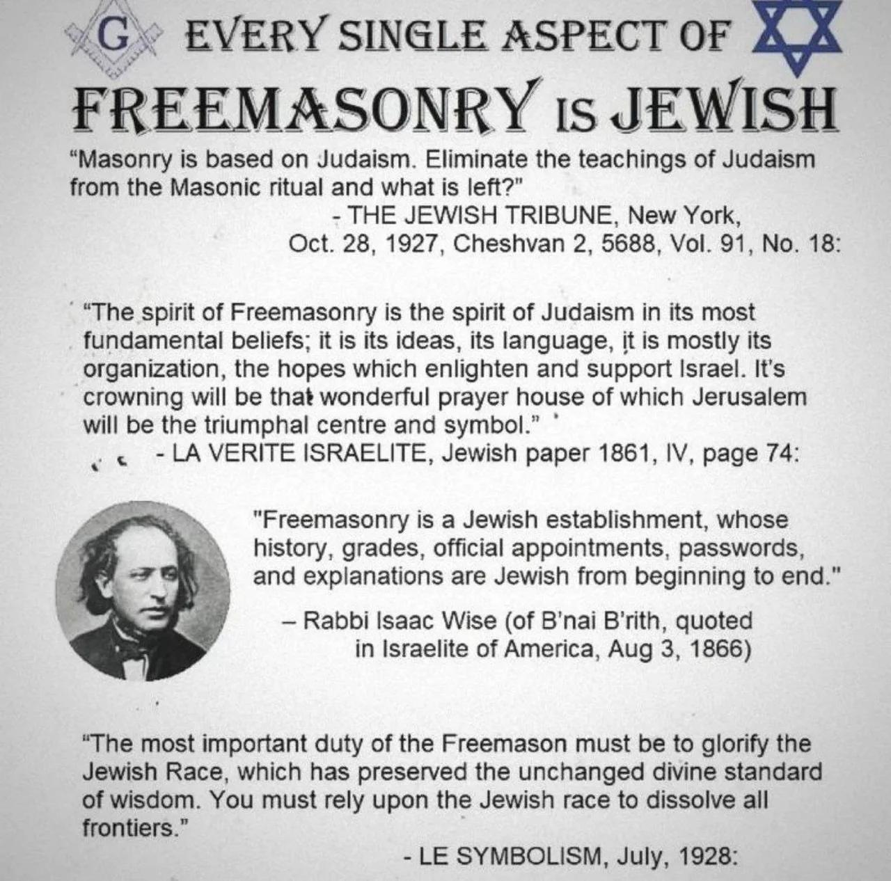 Every Single Aspect of Freemasonry Is Jewish