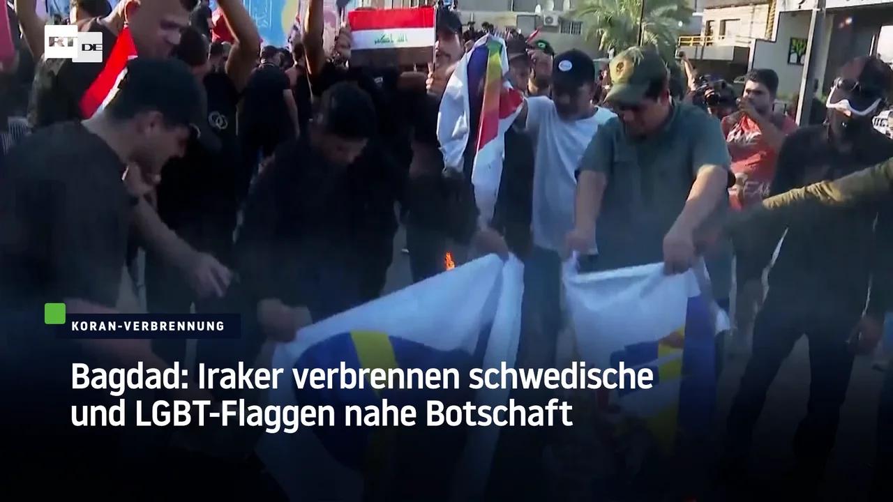 Bagdad: Iraker Verbrennen Schwedische Und LGBT-Flaggen Nahe Botschaft