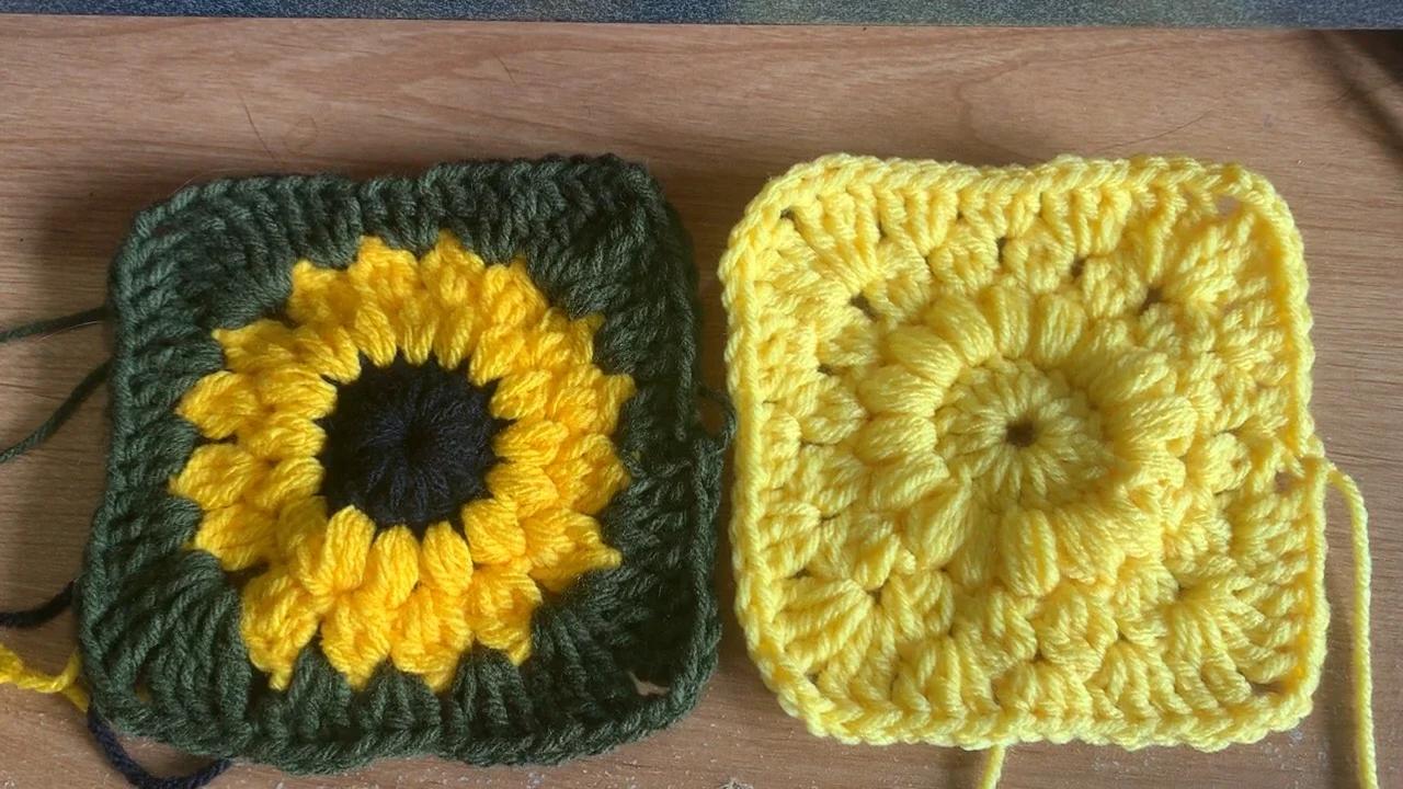 Crochet Tutorial  Sunflower Sunburst Granny Square