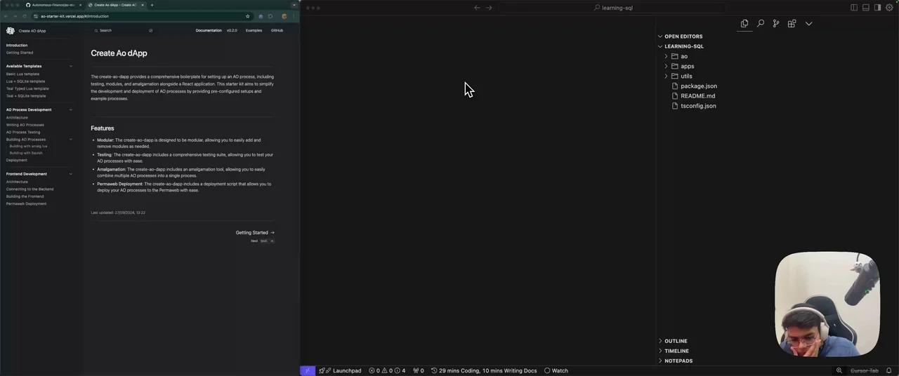 Understanding the Lua + SQL template by Create AO dApp | Autonomous Finance